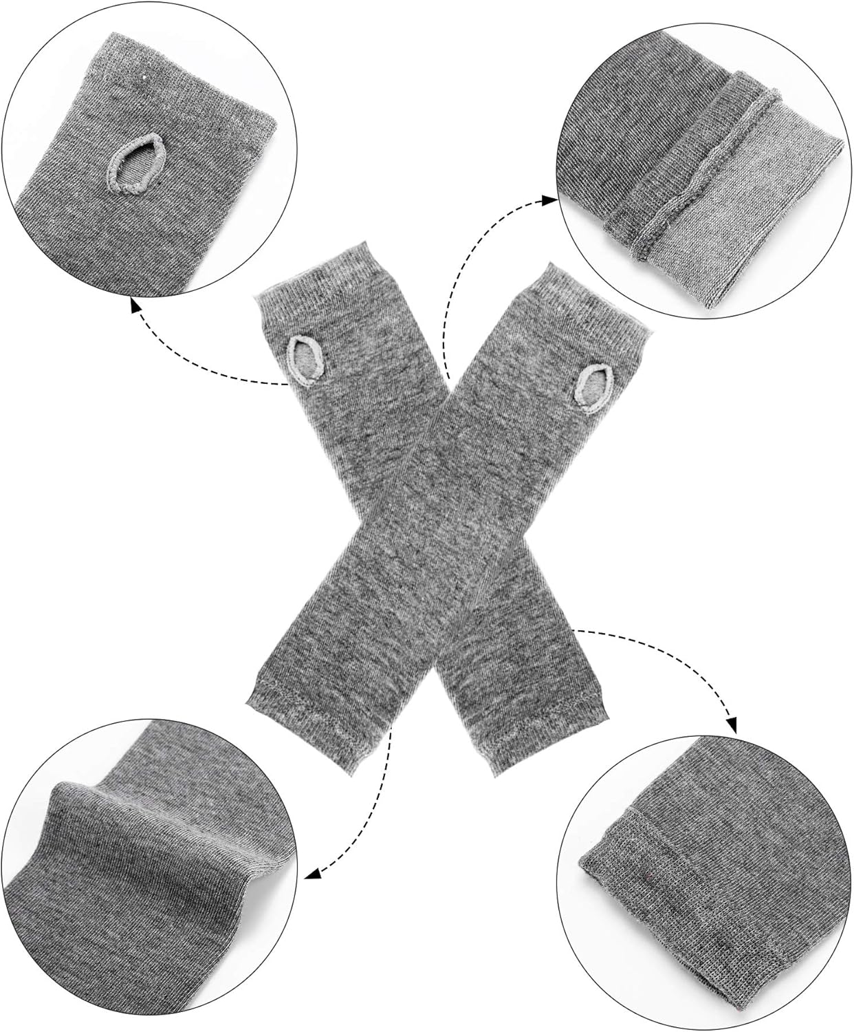 Bememo 4 Pairs Punk Gothic Long Fingerless Gloves Halloween Knitted Arm Warmer Elbow Length Gloves Thumb Hole Gloves (Black, Light Grey) at  Women’s Clothing store