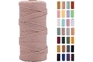 MAOQIAN Pinkish Grey Macrame Cord 3mm x 109Yards,Colored Cotton Rope Colorful Cotton Cord Soft Craft Cord Twine for Wall Hanging Plant Hangers Crafts Decorative Projects