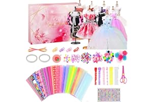 Little Brown Box 400PCS Fashion Designer Kits for Girls with 3 Mannequins Creativity DIY Craft Kits for Kids 8-12 Sewing Kit Barbie Doll Clothes Girls Birthday Gifts