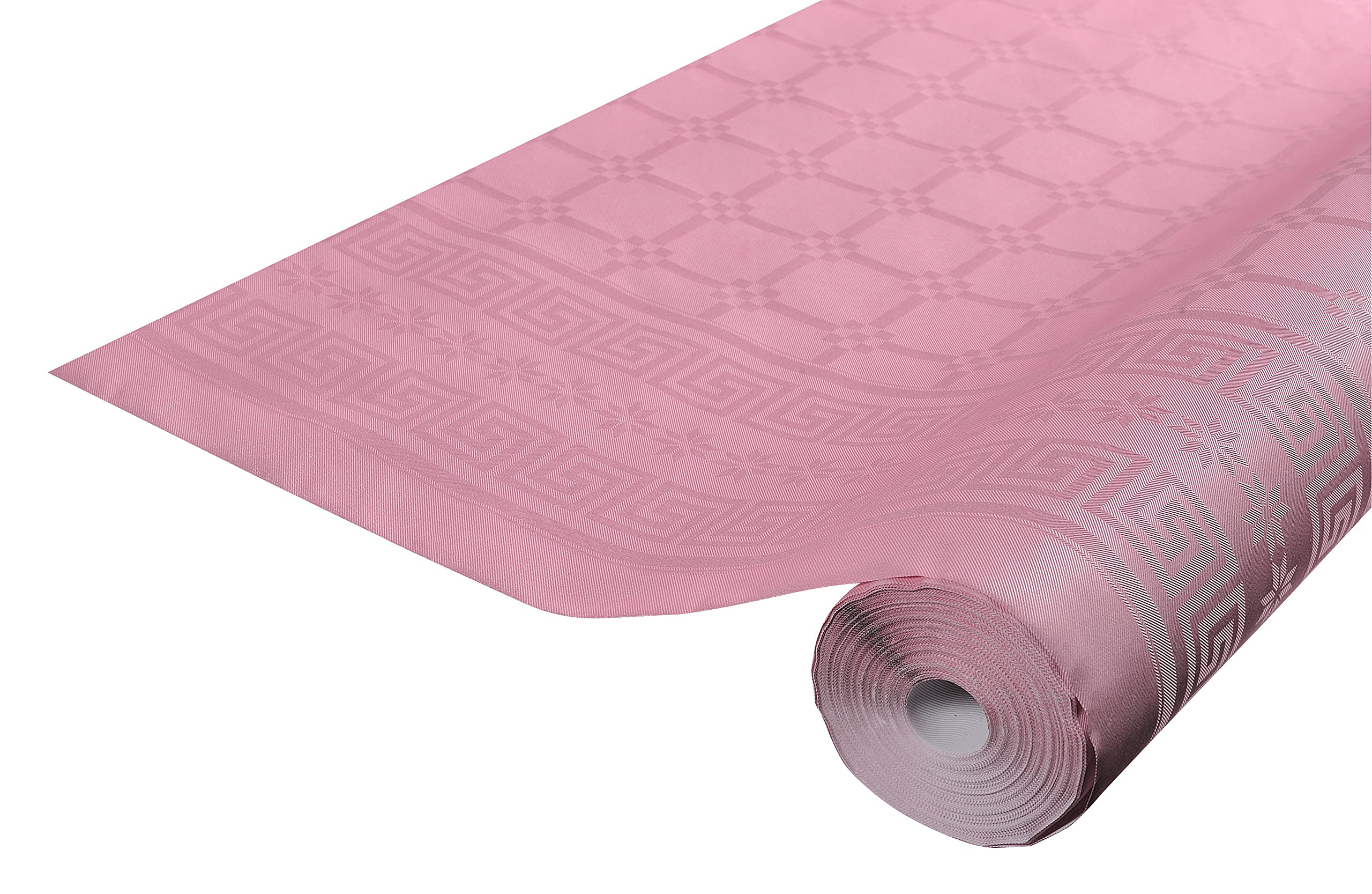 Pro Nappe - Ref R482586I - Disposable Damask Paper Tablecloth in Roll 25 M Long X 1.18 M Wide - Powder Pink Color - Damask Paper with Universal Chic and Classic Print