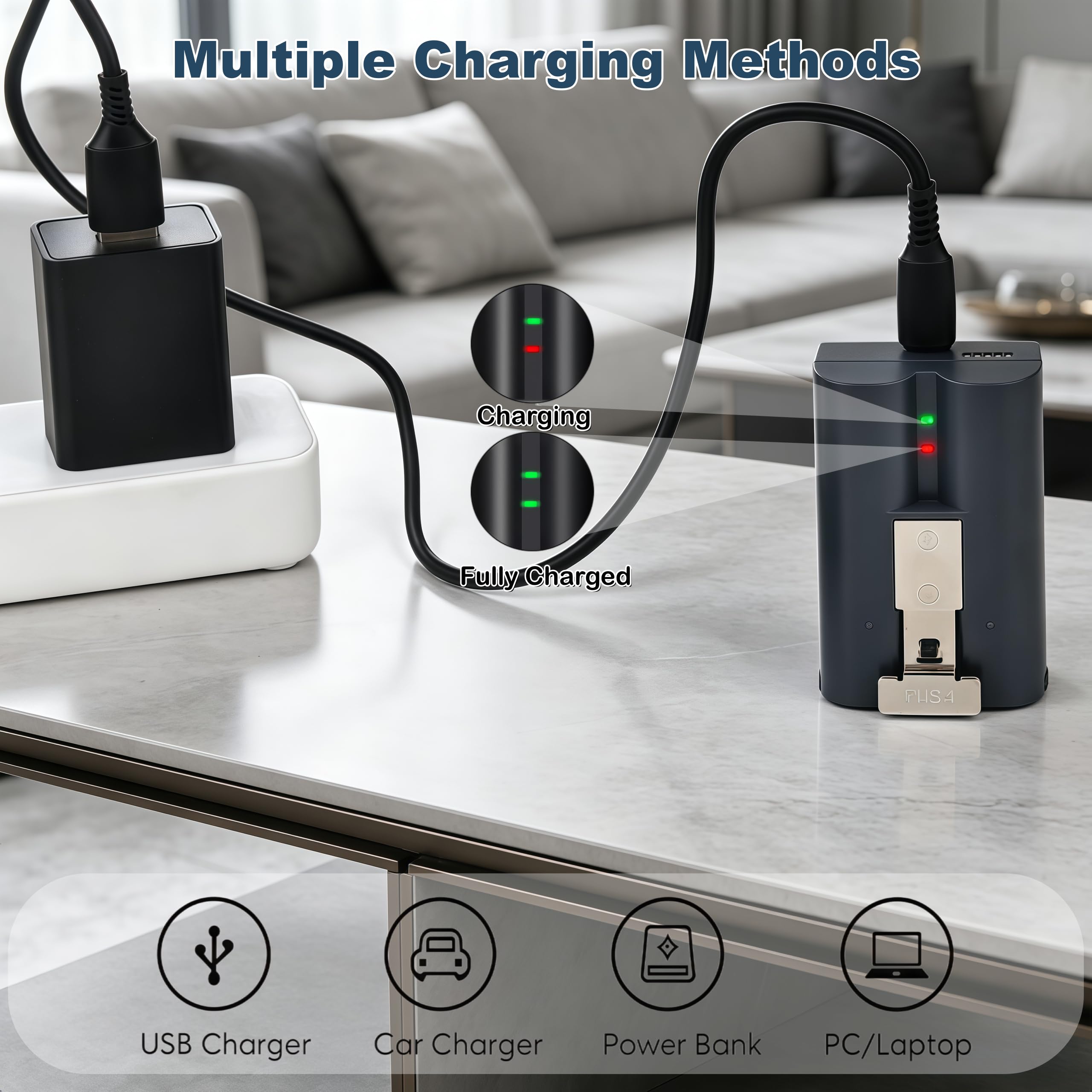6040mAh Akku mit Ladegerät für Ring Video Doorbell 2/3/3 Plus/4, Spotlight Cam, Stick Up Cam und Peephole Cam Indoor 6