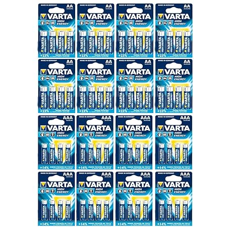 VARTA 64ig-Bundle High Energy Alkaline Batterien 32x AA Mignon + 32x AAA Micro + 8xVARTA HighEnergy Alkaline 4903 LR03 Micro 
