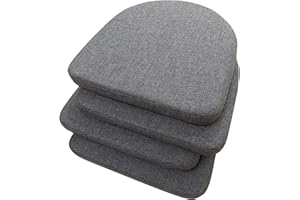 Eiury Kitchen Chair Cushion - 17"x16.5" Indoor Chair Pad with Ties for Dining Chairs - Non-Slip U-Shaped Rubber Back - Machine Washable Seat Cover Set of 4 - Dark Gray