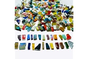 Hengyisha 250g Glass Mosaic Tiles for Crafts, Stained Glass Supplies, Stained Glass Kits for Adults, Stepping Stone Kit, Multi Colors and 0.4 Inch Irregular Shapes
