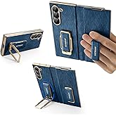 OATSBASF Compatible with Samsung Galaxy Z Fold 7 Phone Case, with Kickstand 360° Rotatable Stand & Magnetic Wristband Stand, Secure Grip, Shockproof Protective Cover (Blue)