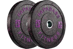 Papababe Weight Plates, 2-Inch Weights Plates Set, Floor Protective Rubber Weight Plates, 10-600lbs Bumper Plates for Barbell Strength Training & Weightlifting (Single/Pair/Full Set)