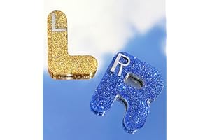 Plifal Xray Markers with Lead Initials - Glitter Radiology X-ray Markers in Yellow & Blue "L&R" Letter Shape Include Reusable Adhesive Tapes to Nurse Radiologist Badge Buddy, Easy to Identify