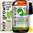 Organic Rosemary Oil For Hair Growth with Castor, Argan, Coconut, Almond, Jojoba, Avocado, Grapeseed, Vitamin E, Lavender & Peppermint for Hair & Scalp Treatment, All Hair Types, Men & Women 8oz