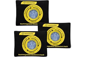Wisesorb 100g Reusable Silica Gel Desiccant Packs, Rechargeable Dehumidifier Moisture Absorbers with Color Indicator for Bins, Gun Safes, Suitcases, 3D Printing Filaments, Electronics, Cars [3 Pack]
