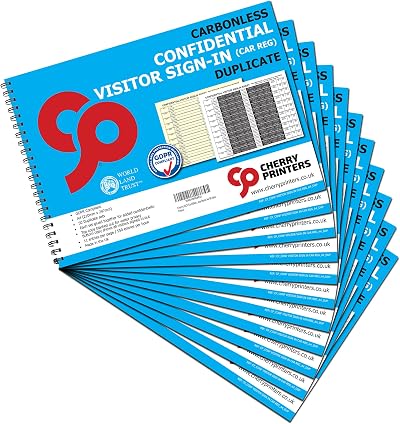 Cherry Printers Confidential Visitor Sign In Book Car Reg A4 50 Duplicate Sets