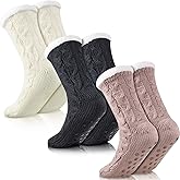 SATINIOR Women Fuzzy Socks 3 Pairs Thick Warm Slipper Socks Soft Winter Christmas Stocking Women Gifts