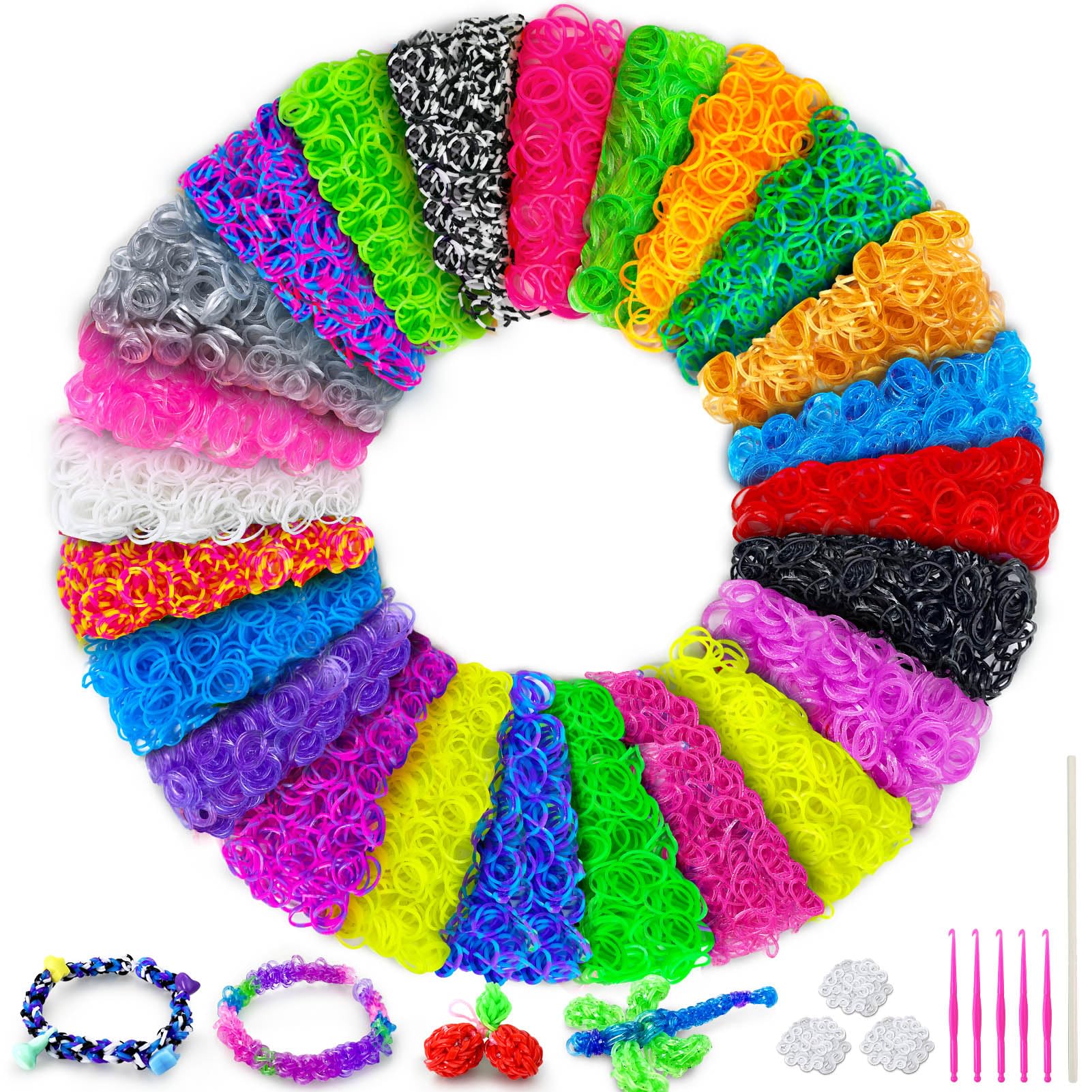 ROSHUKG 5100 Loom Bands Refill Kit, 24 Colours Rubber Band Making Kit for Kids Weaving DIY Crafting Gift โ image 1