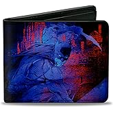Buckle-Down mens Buckle-down Pu Bifold - Batman Action + Joker Flipping Cards Poses Black/Blues/Reds Wallet, Multicolor, 4.0 x 3.5 US