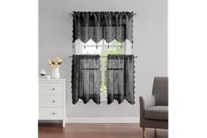Warm Home Designs 3 Piece Lace Kitchen Curtains and Valances Set Includes 2 30" x 36" Tiers & 54" x 22” Lace Valance with 6 T