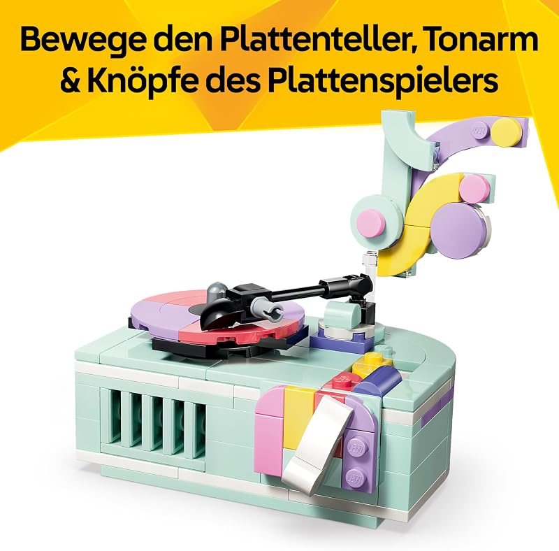 Creator 3-in-1-Set Deko-Klavier mit Katze - Retro Modellbau mit 3 Bauoptionen: Klavier, Radio oder Plattenspieler - DIY Kinderzimmer Deko - Geschenk für Mädchen und Jungen ab 9 Jahren - 31392