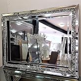 blingworld Decorative Wall Mirror, 32x24 Crushed Diamond Mirror | Silver Modern Mirrored for Wall Decor, Big Large Mirror, Luxury Home Decoration