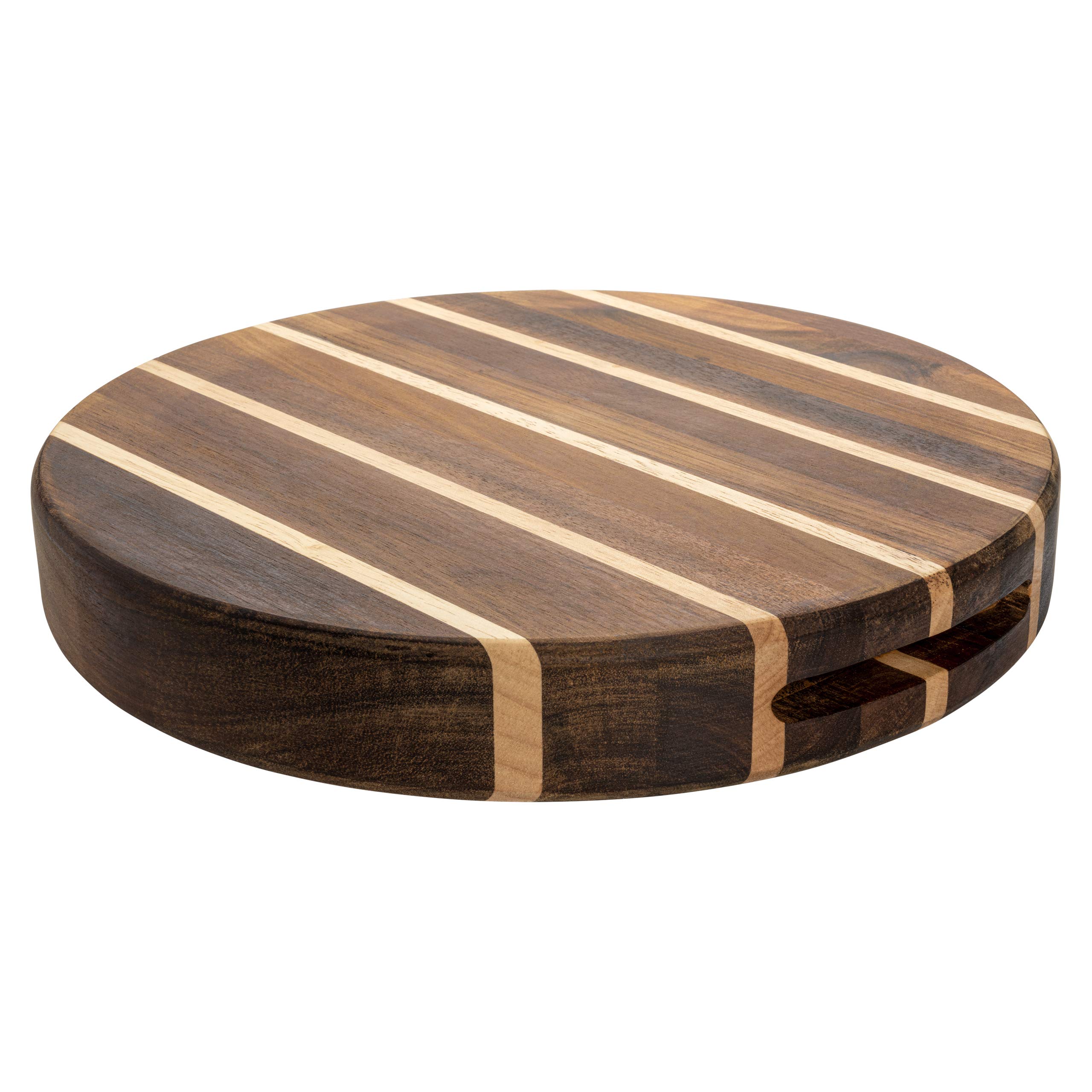 Rockingham Forge Round Multi Wood Chopping Board 35cm – End Grain Cutting Board for Kitchen, Cooking & Serving Pizza, Cheese, Bread & Charcuterie – Durable Acacia & Rubberwood Chopping Block