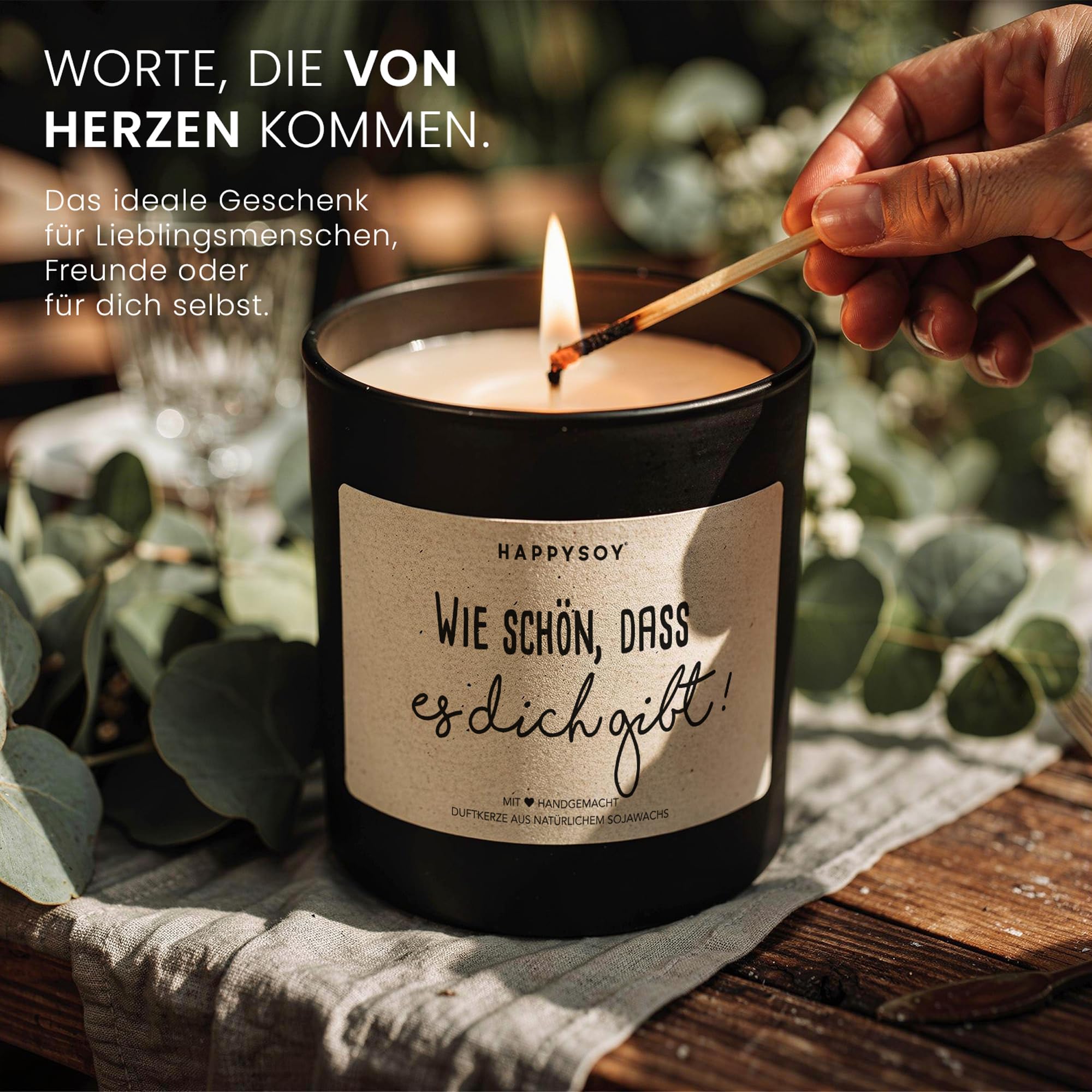 Wie schön, dass es dich gibt - Duftkerze mit Spruch als Geschenk für Freundschaft & Dankeschön, beste Freundin, Mama, Schwester, liebevolle Kerze im Glas 3