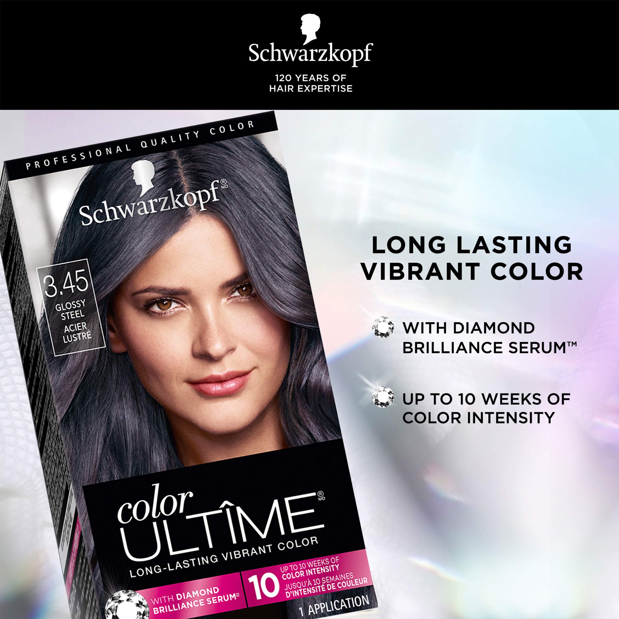 Schwarzkopf Color Ultime Metallic Permanent Hair Color Cream, 3.45 Glossy Steel