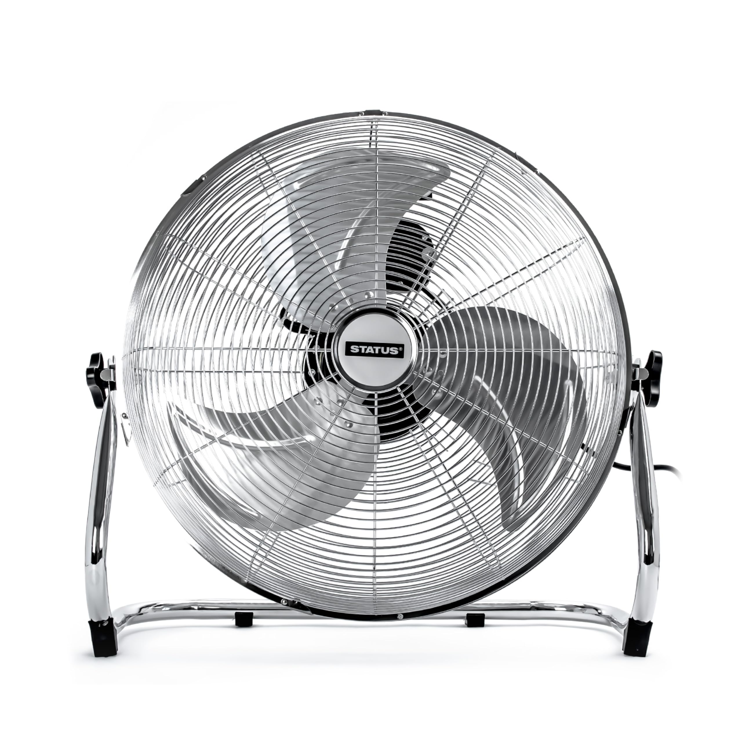Status 16 Inch Floor Fan with 3 Speed Settings, Adjustable Tilt Air Circulator for Home and Office Cooling, Chrome (S16CFLOORFAN1PKB)