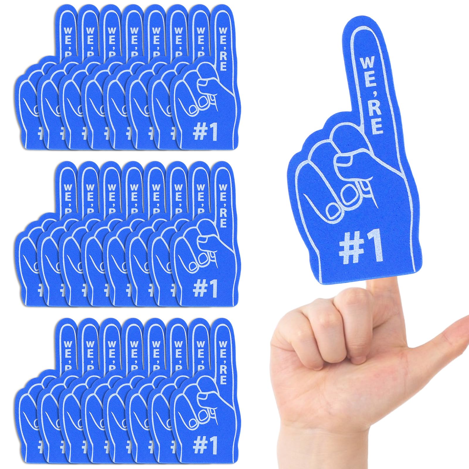 Photo 1 of 24 Pcs Mini Foam Fingers Baseball Party Favors We Are #1 Sports Foam Finger For Dodgers Fans Field Day Accessories Team Present Purple Party Decorations (Blue)