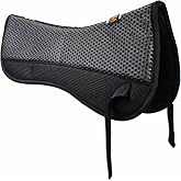ECP Equine Comfort Products Grip Tech Non Slip Half Saddle Pad for Horses, Breathable, Shock Absorbing, Compression Foam with Cotton Lining, English Riding Pad for Jumping, Training &amp; Eventing, Black