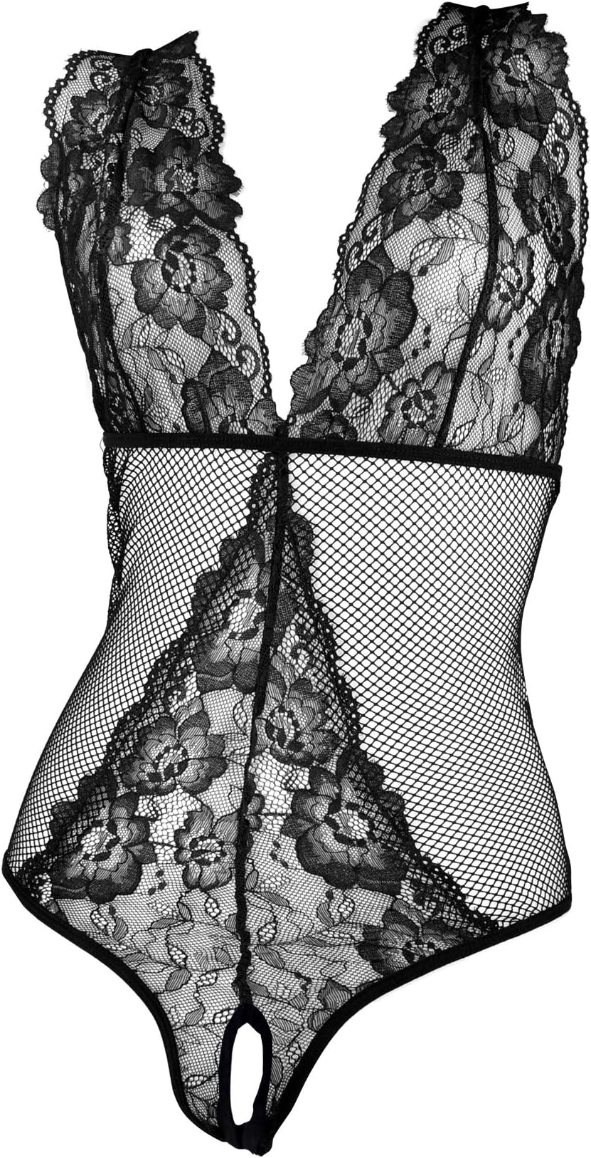 Aoymay Women Lingerie Teddy Nightwear Halter One Piece Lace Babydoll Bodysuit