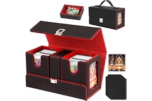 Commander Deck Box for MTG, 3-in-1Card Deck Display Case with Portable Handle, TCG Card Storage Box, Holds 200+ Double-Sleeve