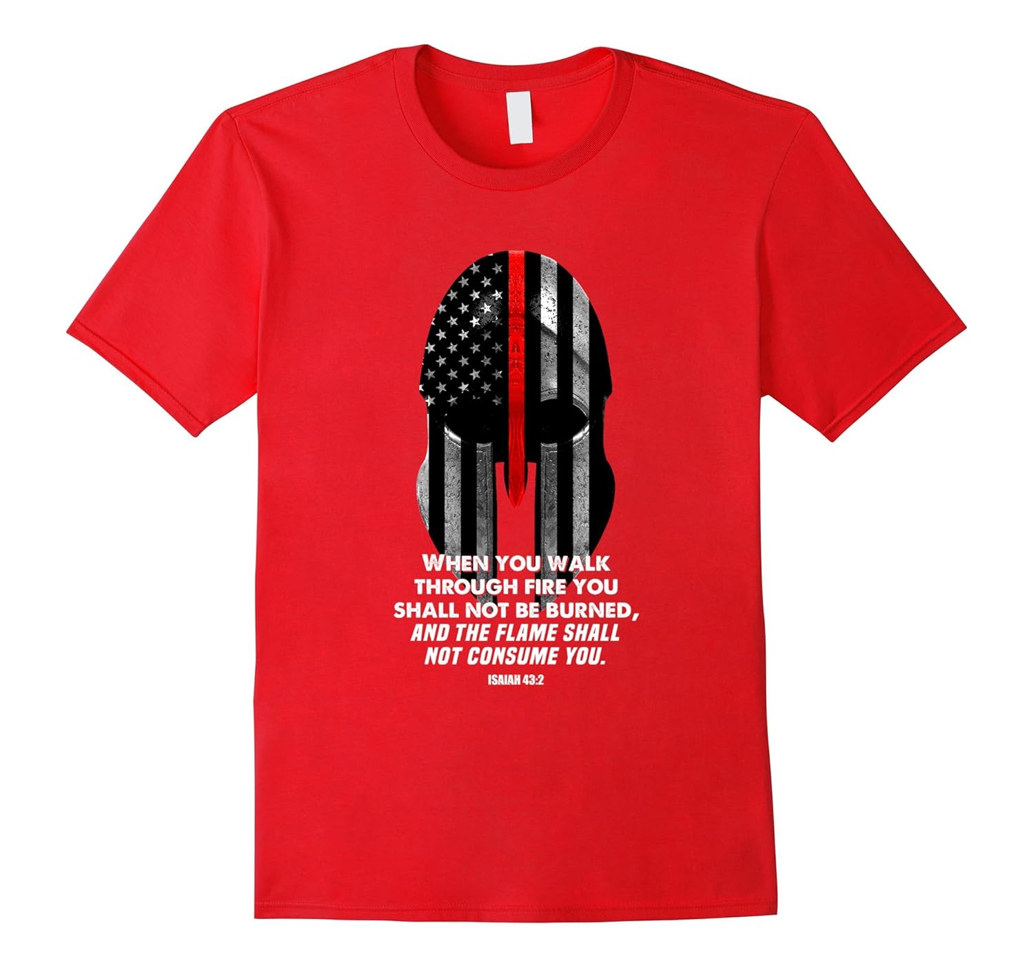 Thin Red Line Firefighter Bible Verse Christian T-Shirt-Rose