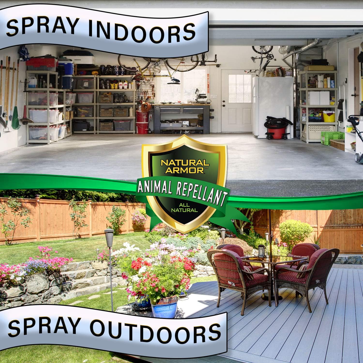 Natural Armor Animal & Rodent Repellent Spray. Repels Skunks, Raccoons, Rats, Mice, Deer Rodents & Critters. Repeller & Deterrent in Powerful Peppermint Formula – 128 FL. OZ. Gallon Ready to Use : Garden & Outdoor