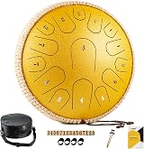 MeloBeat 13 Inch 15 Notes Steel Tongue Drum D Major Yellow with Bag