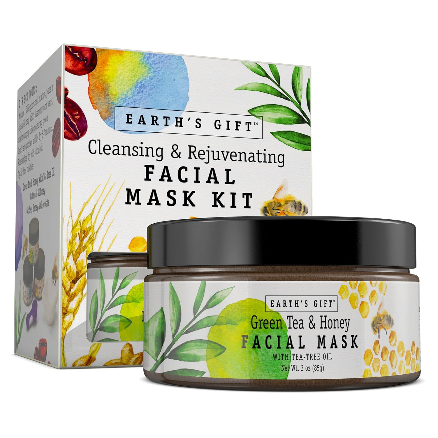 Green Tea & Honey Facial Mask Kit for Women and Men. 100