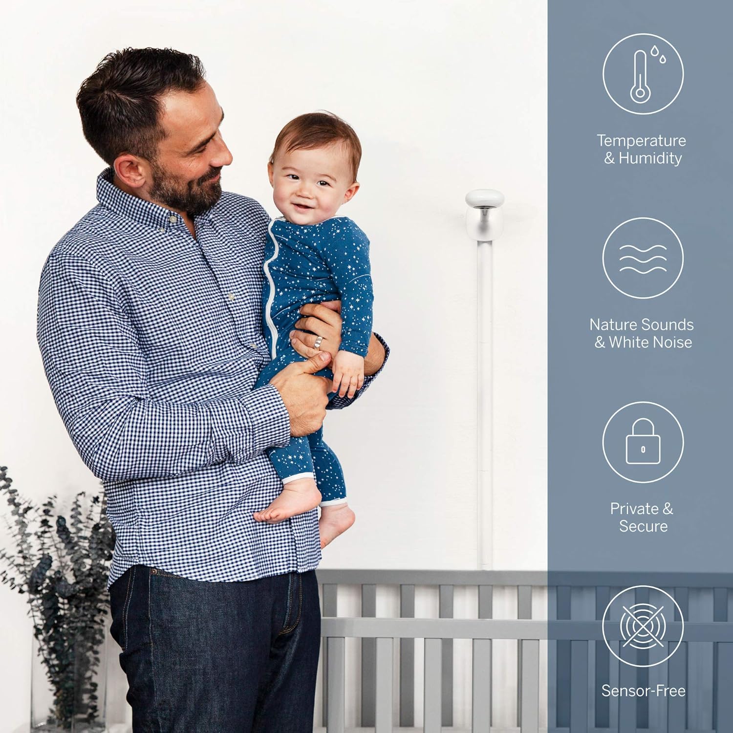 Nanit Plus - Smart Baby Monitor and Wall Mount: Camera with HD Video & Audio - Sleep Tracking - Night Vision - Temperature & Humidity Sensors and Two-Way Audio  : Baby