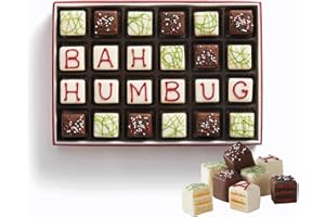 The Swiss Colony Bah Humbug Petits Fours Cakes - Gourmet Cake Assortment with Chocolate, Vanilla, and Layer Cakes - Holiday Dessert Gift for Christmas and Celebrations - (Pack of 24)
