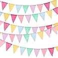 Tatuo 100 Flags Multicolored Pennant Flags Bunting Banner Pastel Fabric Triangle Flag Garland for Birthday Graduation Bridal Party Summer Decoration Hanging on Wall Ceiling Window