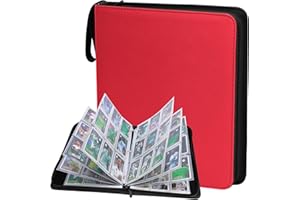 POKONBOY 720 Pockets Trading Card Binder Sleeves Baseball Card Binder Sleeves, Trading Card Holder Carrying Card Case Fit for Baseball Cards, Trading Cards, Football Cards (Red)