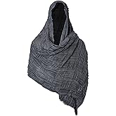 LANBETI Medieval Hooded Shawl Scarf Viking Renaissance Wrap Shawl Gothic Witch Warlock Cloak Apocalypse Costume