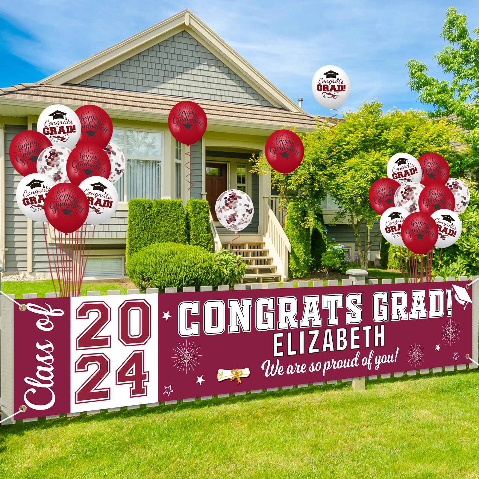 Akerock personalized graduation banner class of 2024 graduation
