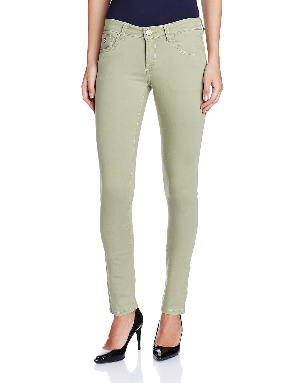 Buy US Polo Women's Slim Jeans (UWJN0153_Khaki_26) at Amazon.in