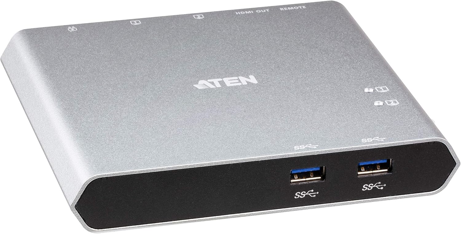 USB-C Gen 1 2 Port Dock Switch with Power Pass-Through US3310 ATEN, supports 4K 3840 x 2160@30Hz