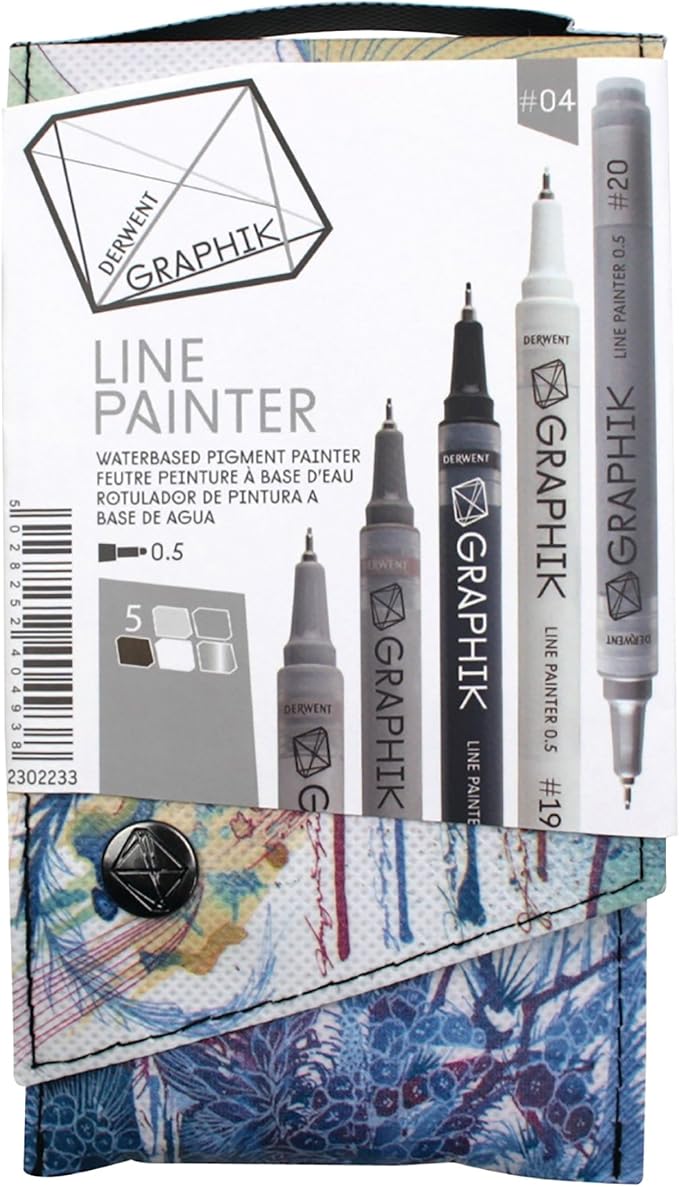 Derwent Graphic Line Painter Coloured Pen Set, Pack of 5 (Palette No.4