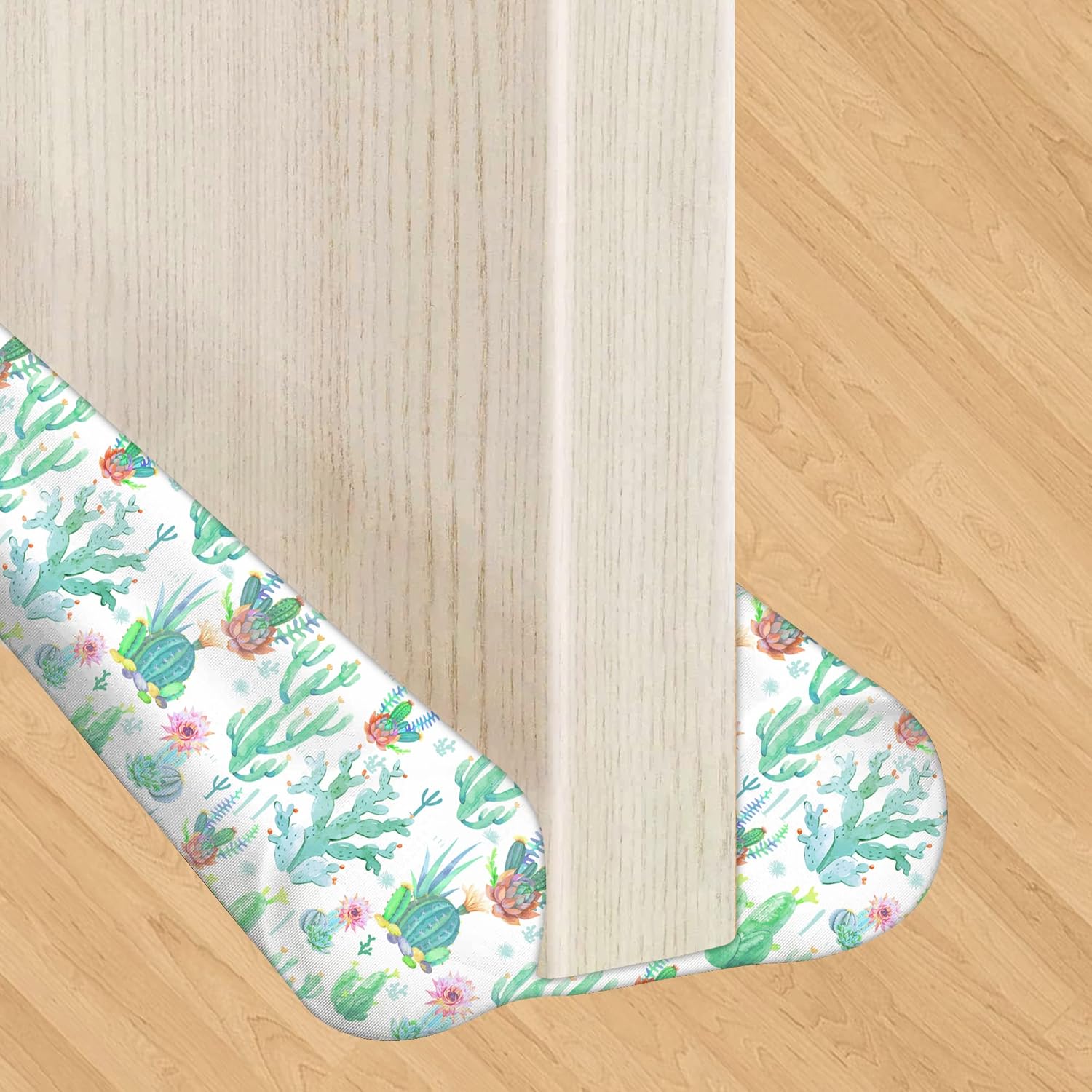 Draft Stoppers - Joismea Adjustable Double Sided Door Draft Stopper, Window Breeze Blocker Machine-Washable, Weather Stripping, Noise Reducer - Cactus Watercolor