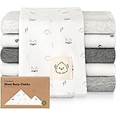 Organic Burp Cloths Baby Boy, Girl - 6-Pack Large 100% Cotton Burping Cloths for Babies, Spit Up Rags, Super Absorbent, Ultra Soft Newborn Rag, Gender Neutral, Machine Washable, Durable (Neutrals)
