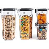 Progressive International ProKeeper+ 4-Piece Clear Plastic Modular Airtight Pantry Cereal Food/Snack Kitchen Storage Organization Container Canister Set