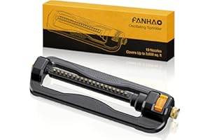 FANHAO Oscillating Sprinkler for Yard, Garden and Flower Beds, Covers Up to 3,600 sq. ft., Durable Lawn Sprinkler with 19 Pre