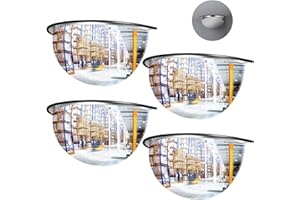 Kanayu 4 Pcs 18" Corner Mirror Blindspot for Wall Safety Security Acrylic Half Dome Convex Mirror Indoor for Ceiling Driveway Outdoor Hallway Warehouse Office Side View