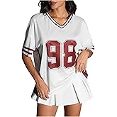 Verdusa Women's Jersey Shirts Y2k Tops Baggy Shirts Graphic Summer Oversized T Shirt Top