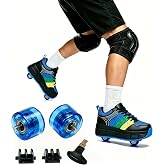 Kids Skate Shoes Replacement Wheels, 2-in-1 Double Roller Skate Wheels with Premium ABEC-5 Bearings, Complete Repair Kit with 2 Wheels + 2 Cover Plates + Tool, Indoor &amp; Outdoor Skating Accessories