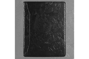 GZRHKJ Patterned Leather Portfolio,10.5×14 inch padfolio with 3 Ring Binder，Bussiness Portfolio with A4 Letter Size Clipboard ，Leather padfolio for Men and Women（Black）