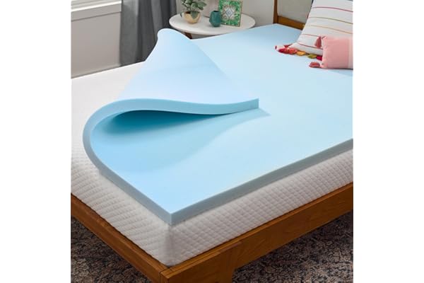 LINENSPA Memory Foam Mattress Topper - 2 Inch Gel Infused Memory Foam - Plush Feel - Cooling and Pressure Relieving - CertiPUR Certified - Dorm Room Essentials - Twin XL Size